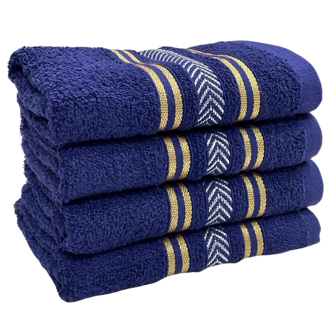 STAMIO Cotton 390 GSM Hand Towel Set of 4, 33 X 51 cm for Men, Women, Home Use, Gym, Wash Basin | Soft, Absorbent, Quick Dry, Sm