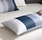 Duvet Cover Set, 600 Thread Count Cotton White And Navy Striped Patchwork Comforter Cover Set Reversible Quilt Cover (King, Gree
