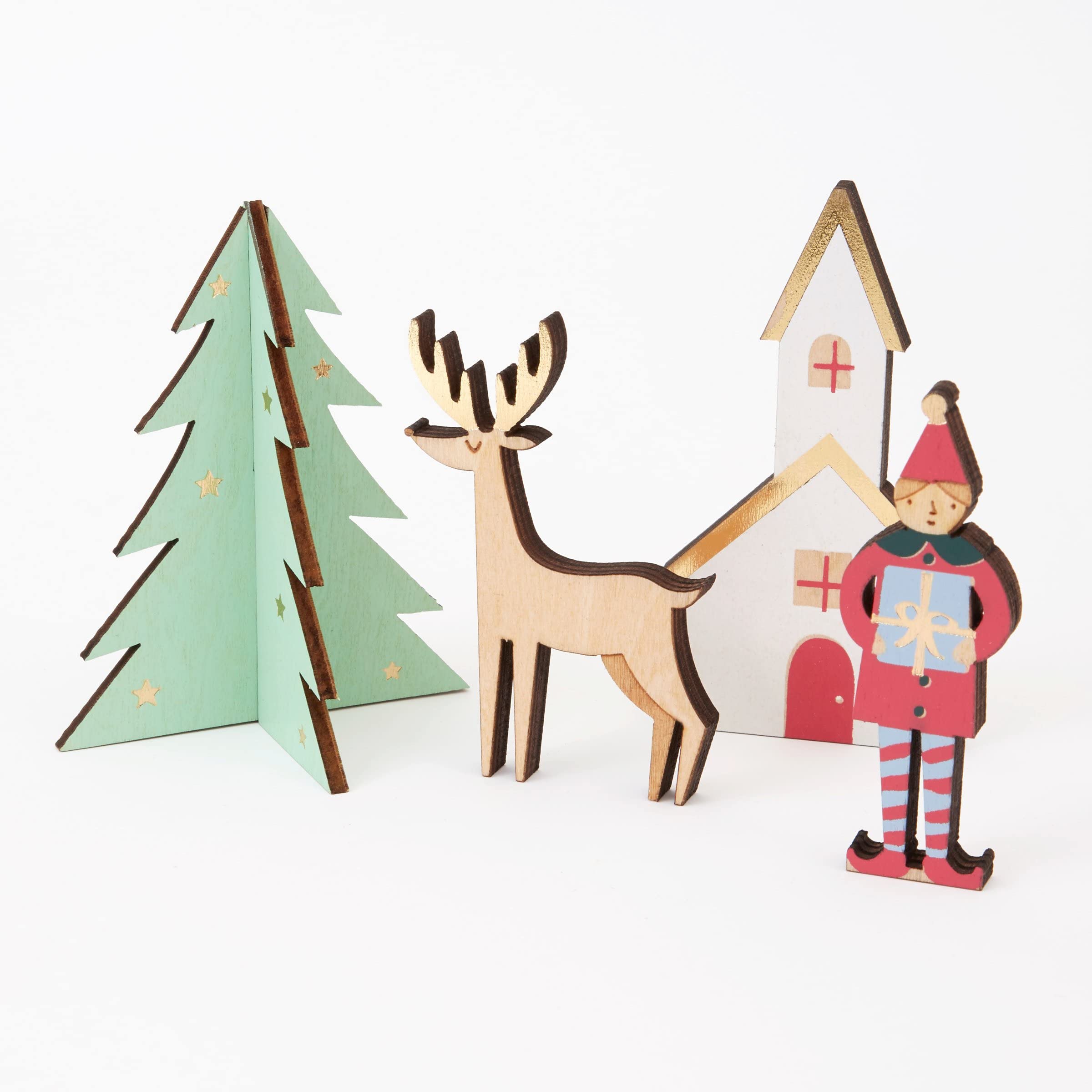Meri Meri Festive Village Wooden Advent Calendar (Pack Of 1), Ages 8+, 9' X 6' X 4' Mini Suitcase Christmas Advent Calendar,