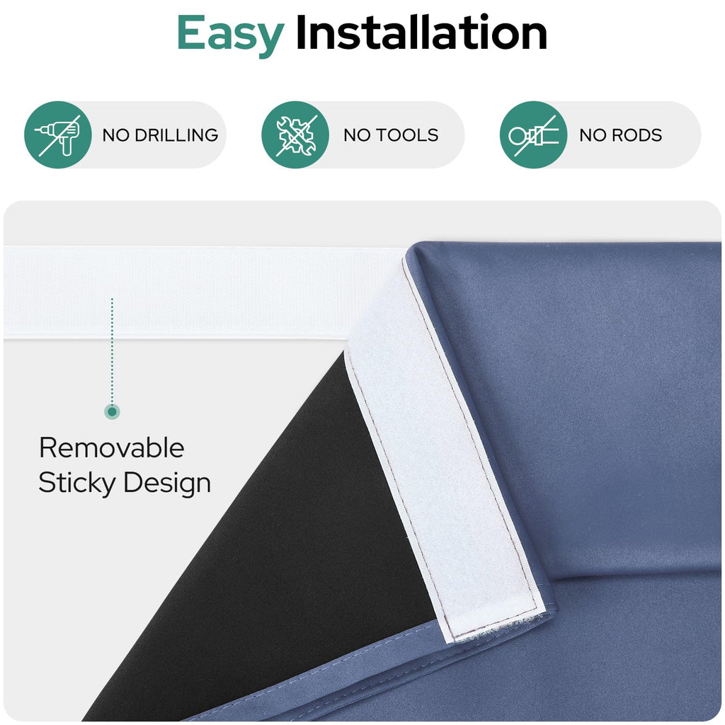 Homeideas 100% Blackout Sidelight Curtains For Front Door, Side Door Window Curtains, Front Door Curtains For Small Window, Thermal Insulated Door Window Covering, (1 Panel, W12 X L54, Stone Blue)