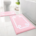 HOMEIDEAS Bathroom Rugs Sets 2 Piece, Soft and Water Absorbent Microfiber Carpet, Non-Slip Washable Bath Mats (20x32+16x24, Pink