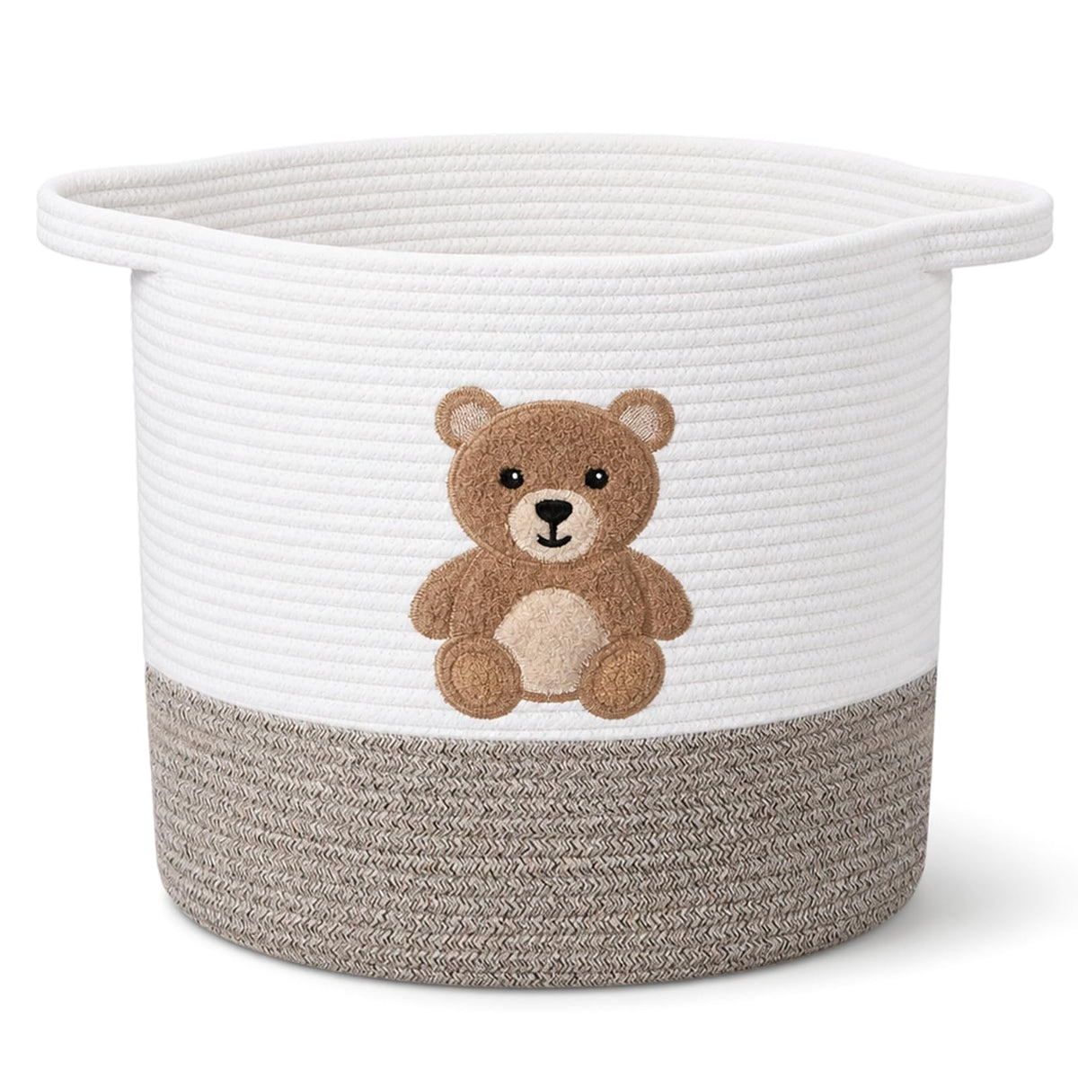 LemonRoad Teddy Bear Basket 14x14, Baby Laundry Basket with Handles