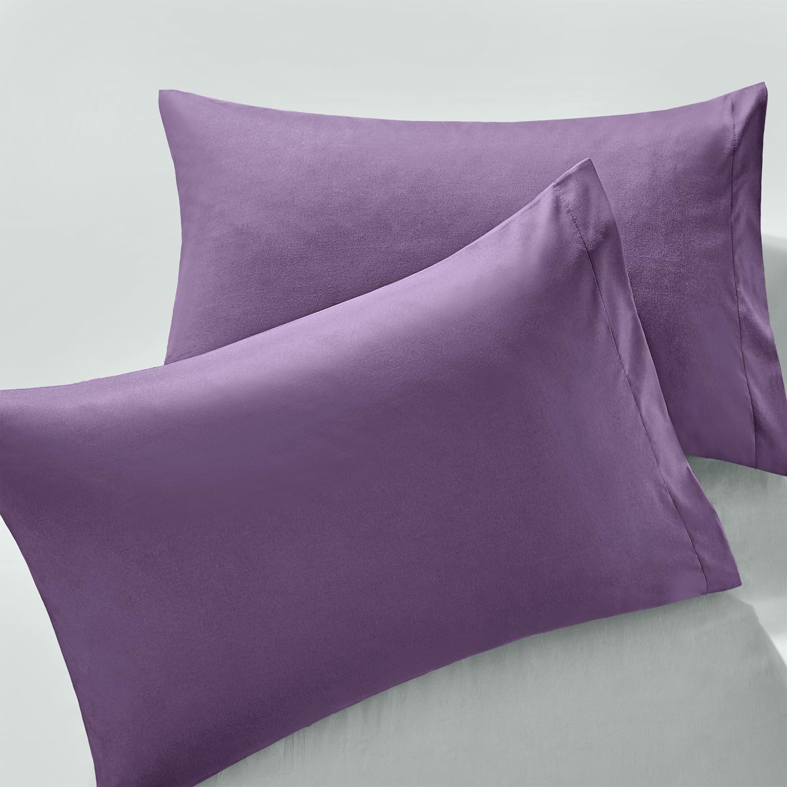 Milvowoc 2Pcs Brushed Microfiber King Pillowcases - 20 X 36 Inch, Purple Pillow Case Set Non Slip Envelope Pillow Cover With Moi