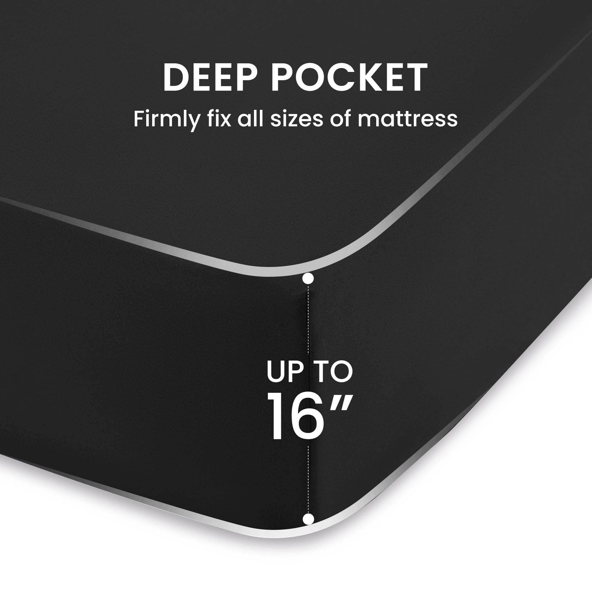 Sleep Zone Nanotex Super Soft Cooling Twin Bed Sheets Set For Kids 3 Piece - Easy Care Fitted Flat Sheet & Pillowcase Sets - Wrinkle Free, Fade Resistant, Deep Pocket 16' (Black, Twin)