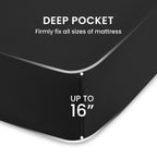 Sleep Zone Nanotex Super Soft Cooling Twin Bed Sheets Set For Kids 3 Piece - Easy Care Fitted Flat Sheet & Pillowcase Sets - Wrinkle Free, Fade Resistant, Deep Pocket 16' (Black, Twin)