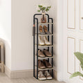 Hzuaneri Vertical Shoe Rack, Shoe Shelves, Wood Shoe Organizer For Closet, Entryway, Shoe Tower For Small Spaces, Free Standing, Adjustable, With 2 Hooks, 6 Tier Greige Sr04205B