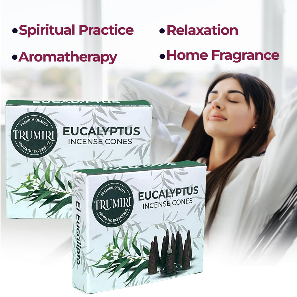 Eucalyptus Incense Cones - Total 20 Cone Incense - Dual Pack Of 10 Insence Cones - Incense Cones Scented - Cone Incense Scents -