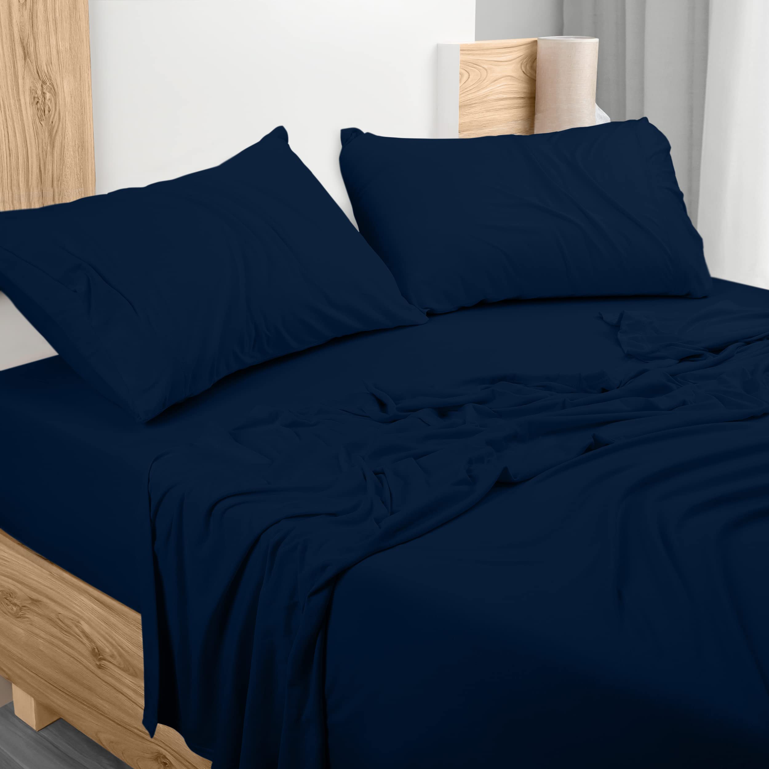 Utopia Bedding Queen Sheet Set  Jersey Knit Sheets 4 Piece Queen Jersey Sheet Set  Cotton Jersey Sheets  Soft TShirt Stretch