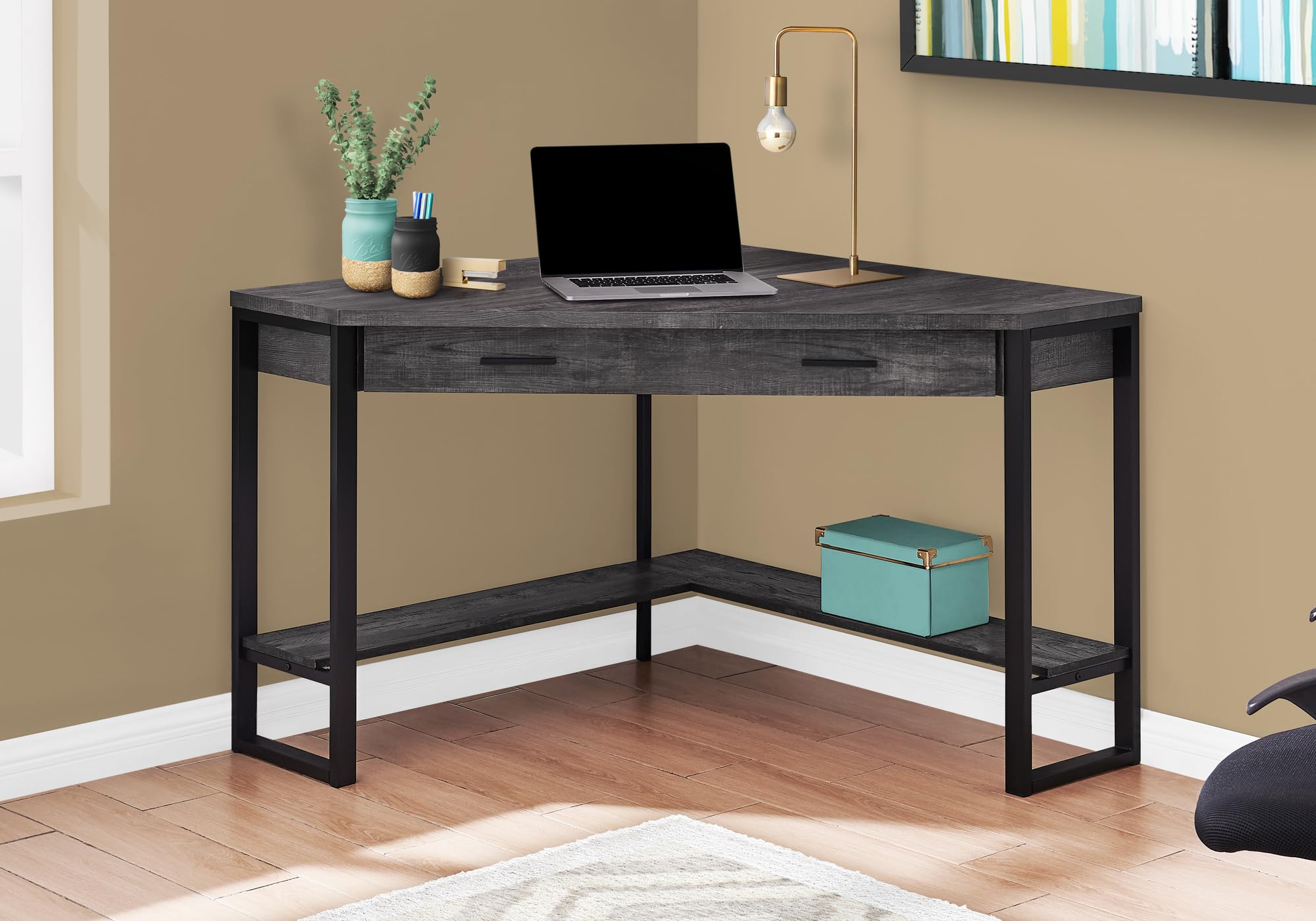 Monarch Specialties DESK-42 L/BLACK - Thumbnail 2