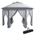 Outsunny 13' X 13' Pop Up Gazebo, Hexagonal Canopy Shelter With 6 Zippered Mesh Netting, Event Tent With Strong Steel Frame For