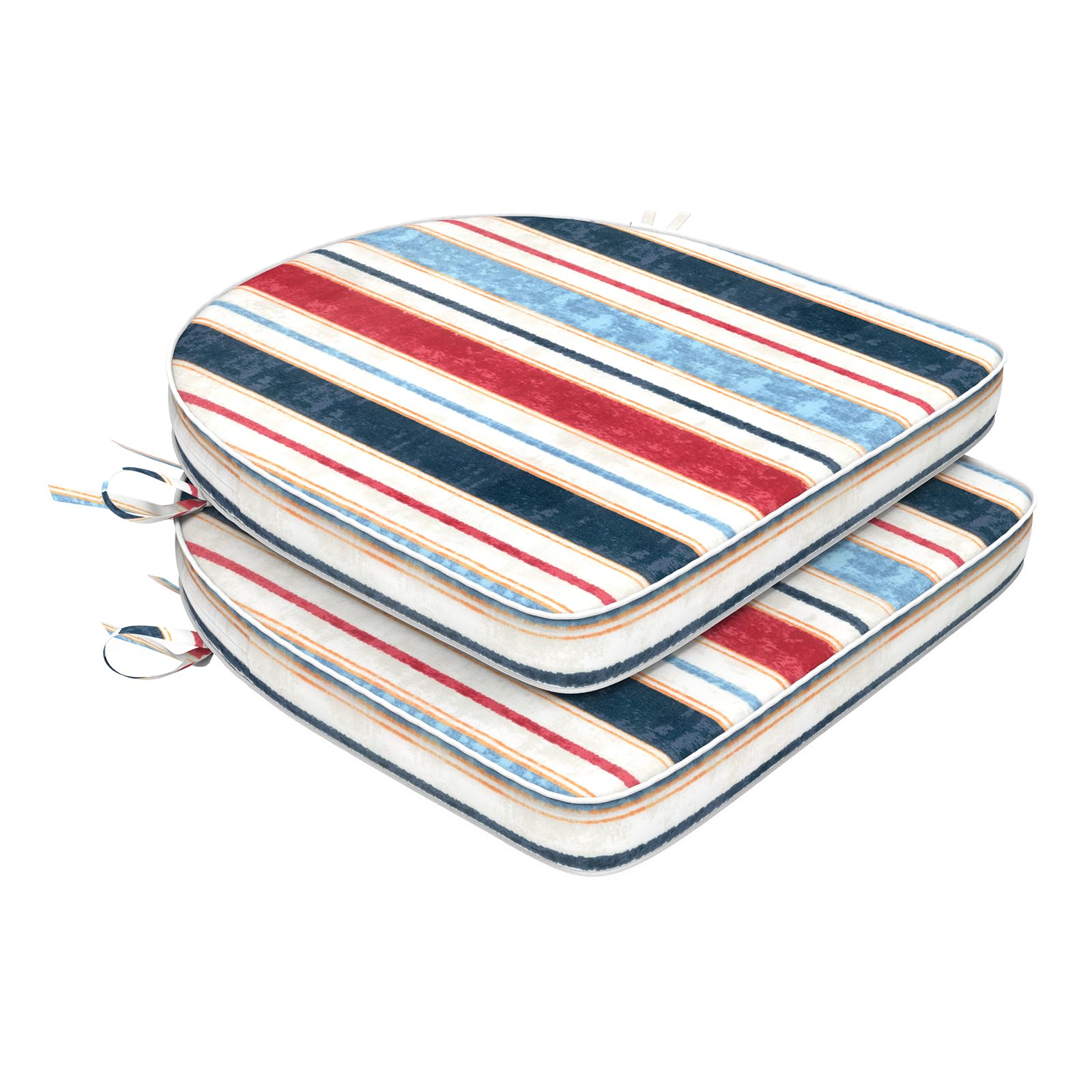 Dytxiii Set Of 2 Outdoor Chair Cushions 19'X19'X2',Water Repellent Dining Seat Cushion With Ties And Removable Covers, Chair