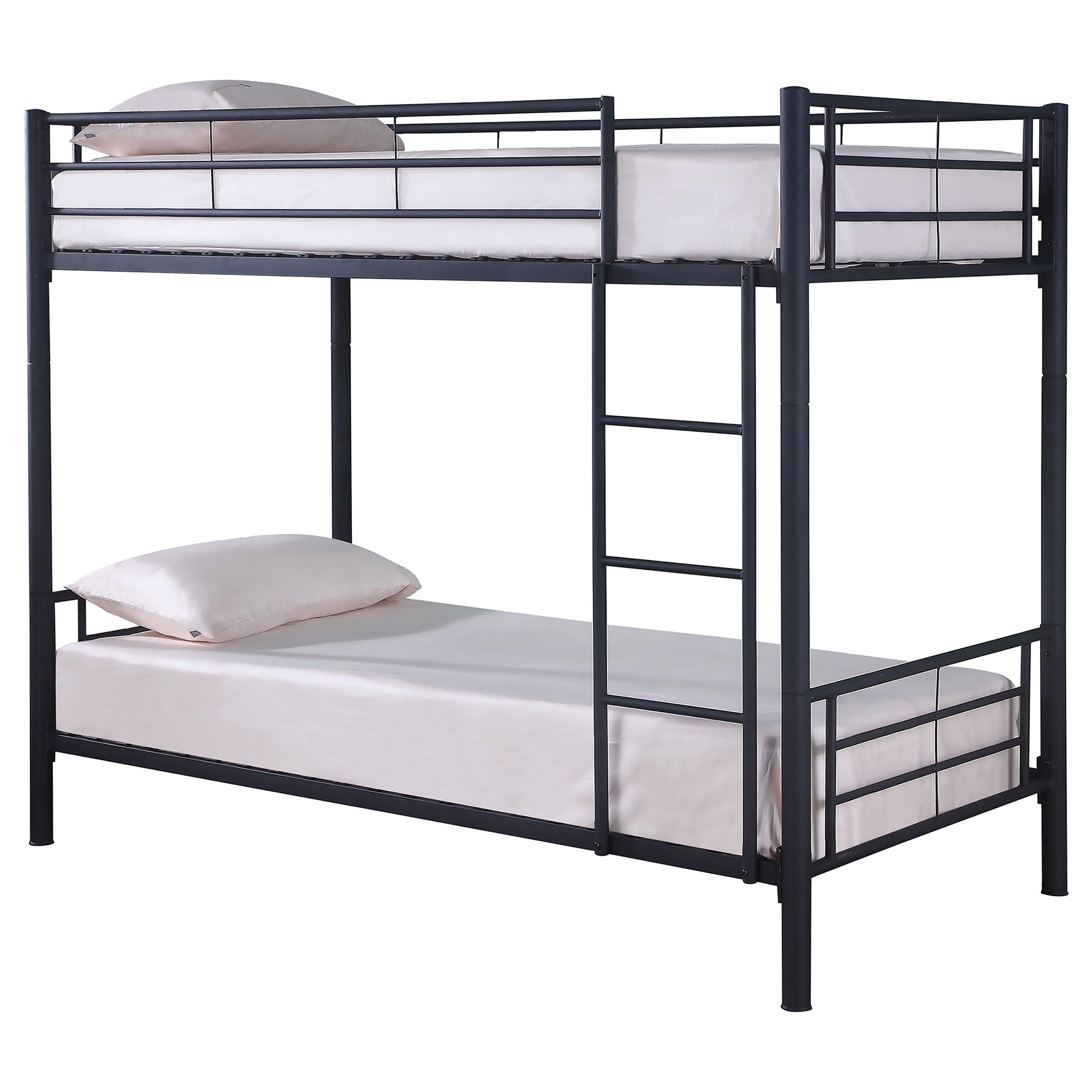 Coaster Furniture Hayward Modern Contemporary Metal Twin Over Twin Bunk Bed Black 460072B