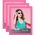 Icona Bay 8x10 Picture Frames (Pink, 3 Pack), Colored Solid Wood Scandinavian Style Frames for Photo, Pizzazz Collection
