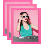 Icona Bay 8x10 Picture Frames (Pink, 3 Pack), Colored Solid Wood Scandinavian Style Frames for Photo, Pizzazz Collection