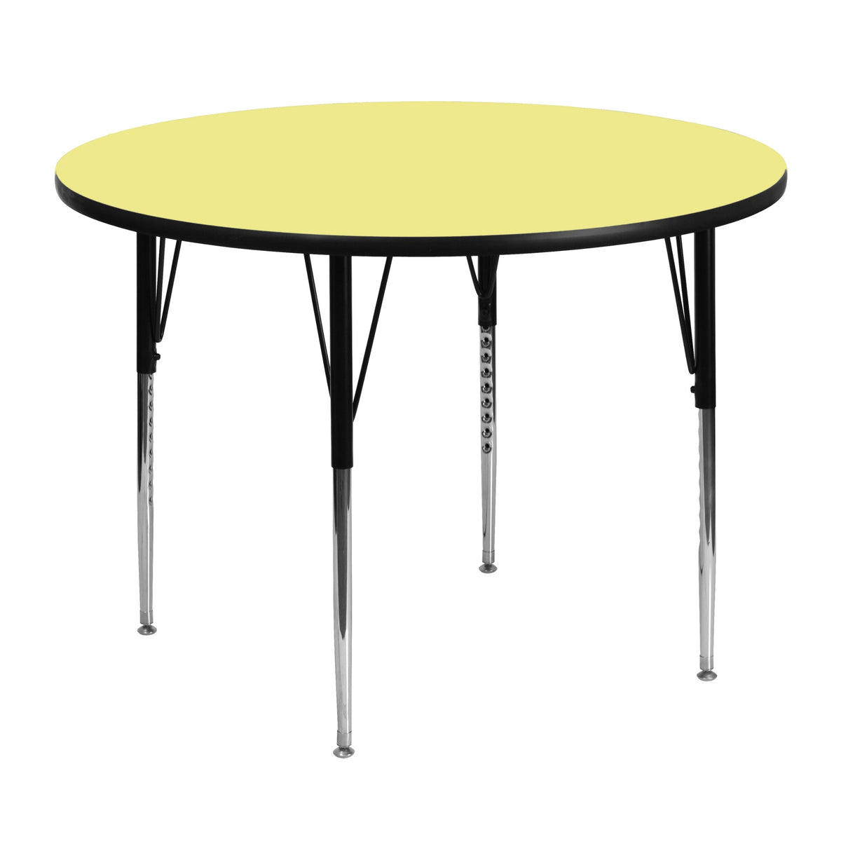 Flash Furniture Wren 48'' Round Yellow Thermal Laminate Activity Table - Standard Height Adjustable Legs