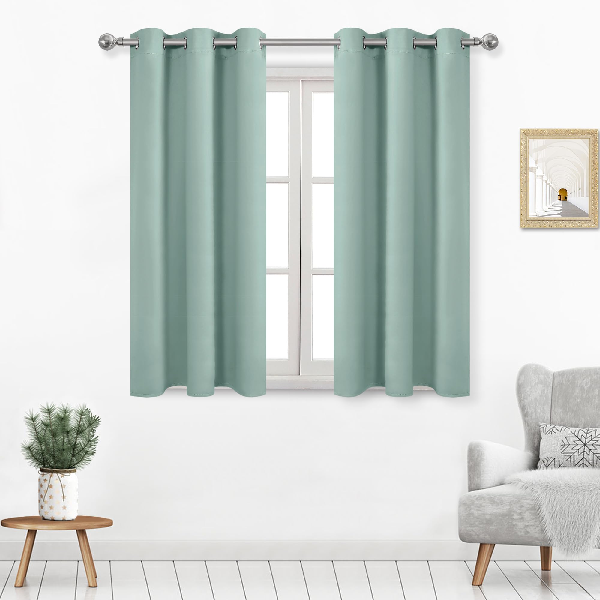 Dwcn Sage Green Curtains For Living Room, Room Drakening Curtains For Bedroom, Solid Thermal Privacy Protection Window Curtains,