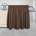 Purefit Wrap Around Ruffled Bed Skirt With Adjustable Elastic Belt - 14 Inch Drop Easy To Put On, Wrinkle Free Bedskirt Dust Ruffles, Bed Frame Cover For Twin,Twin Xl And Full Size Beds, Brown