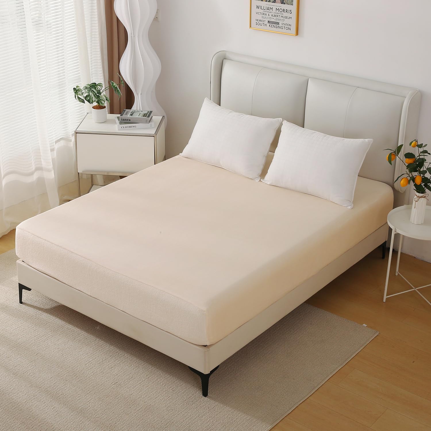 Plush Velvet King Fitted Sheet - Shaggy Fleece Ultra Soft Fitted Bottom Sheet Only, Fuzzy Flannel Comfortable Fitted Sheet King