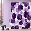 Litabel Modern Extra Long Shower Curtain For Bathroom, Purple Geometric Art Decor Waterproof Bath Curtain, Abstract Fabric Showe