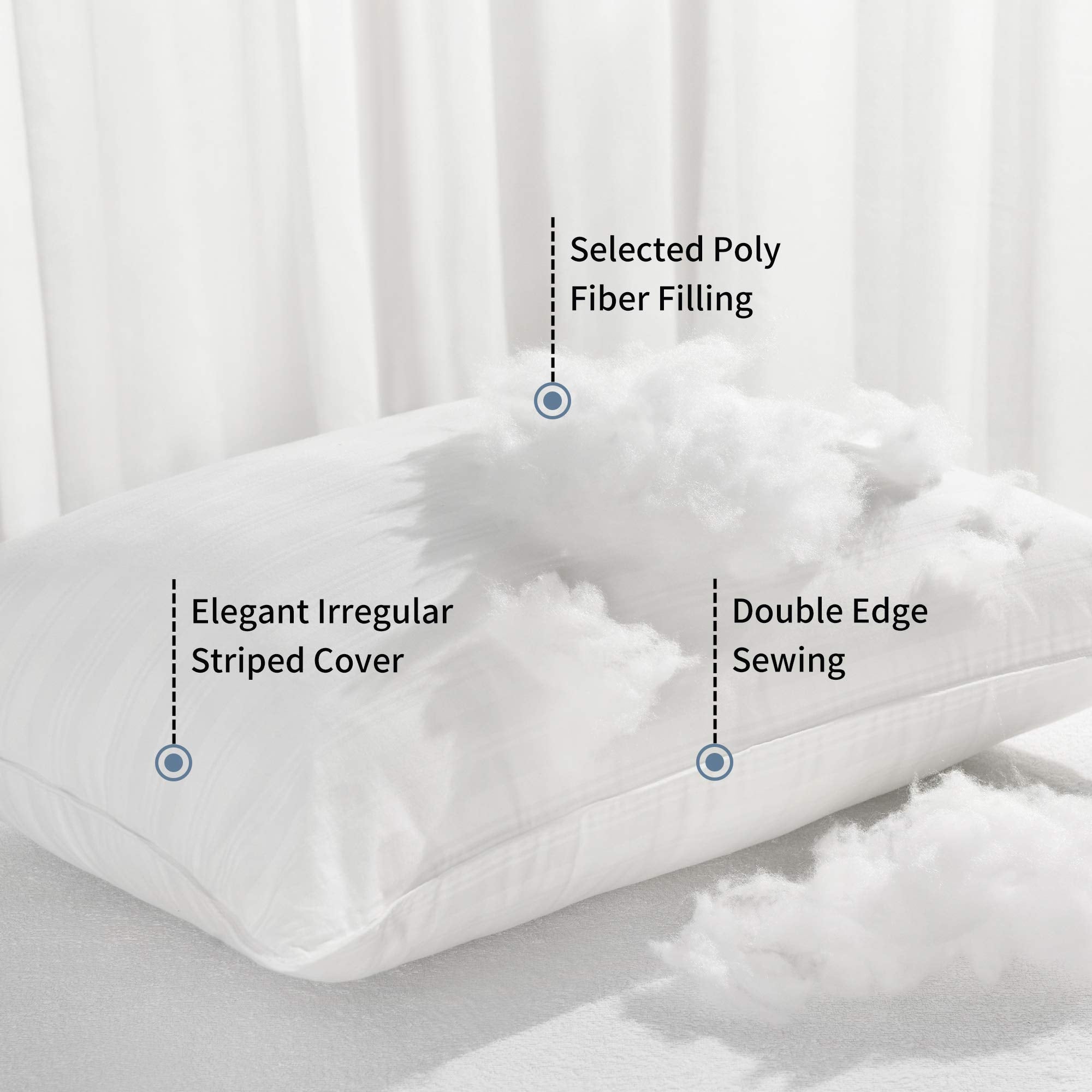 Downluxe Down Alternative Pillows King Size Set Of 2 - Hotel Collection Soft Bed Pillows For Sleeping, Perfect For Side, Back And Stomach Sleepers, 20 X 36