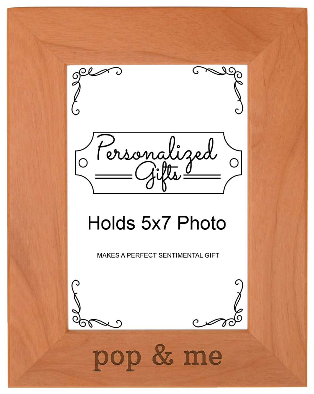 Personalized Gifts Grandpa Gift Pop and Me Grandchild Natural Wood Engraved 5x7 Portrait Picture Frame Wood