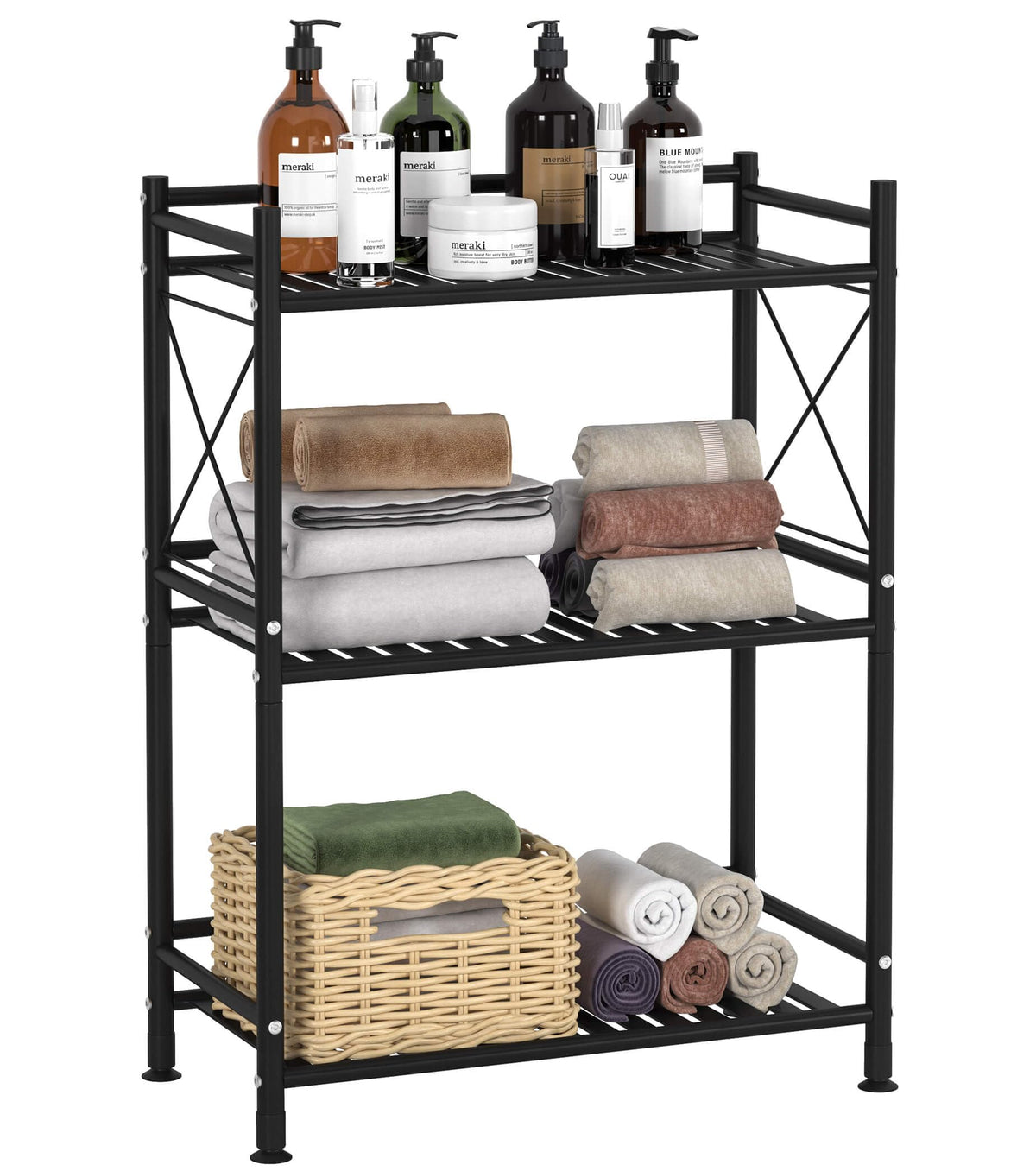 Tzamli 3 Tier Shelving Unit, Metal Shelves Bathroom Storage Organizer, Freestanding Heavy Duty Storage Rack Shelf For Kitchen Pa