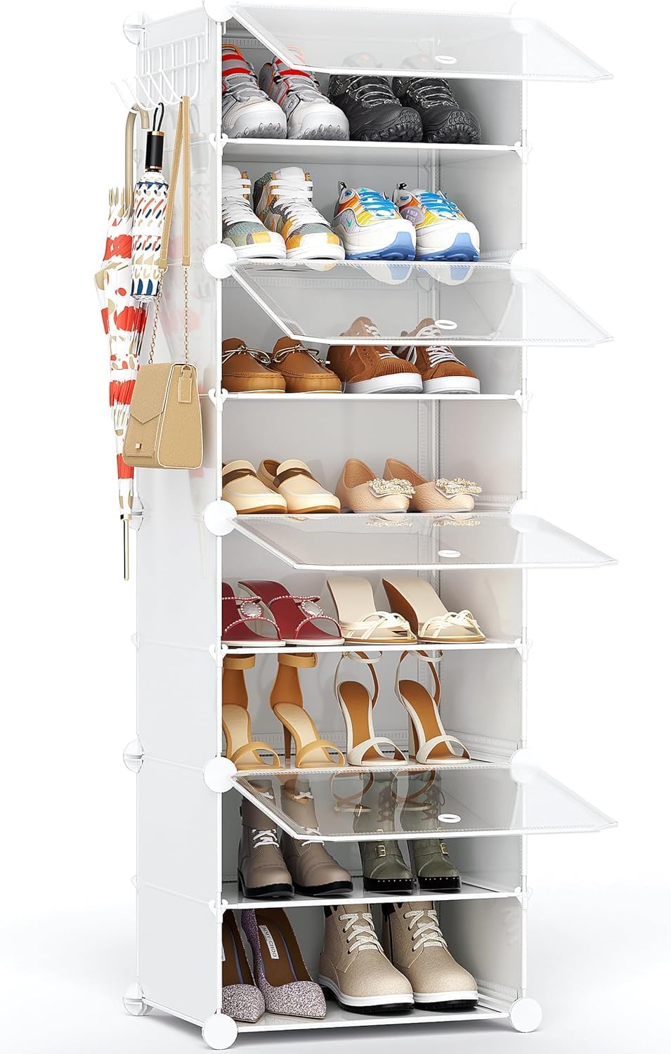 HOMICKER Shoe Storage,8 Tier Shoe Rack Organizer for Closet Shoe Cabinet with Door Shoe Shelves for Closet,Entryway,Hallway,Bedr