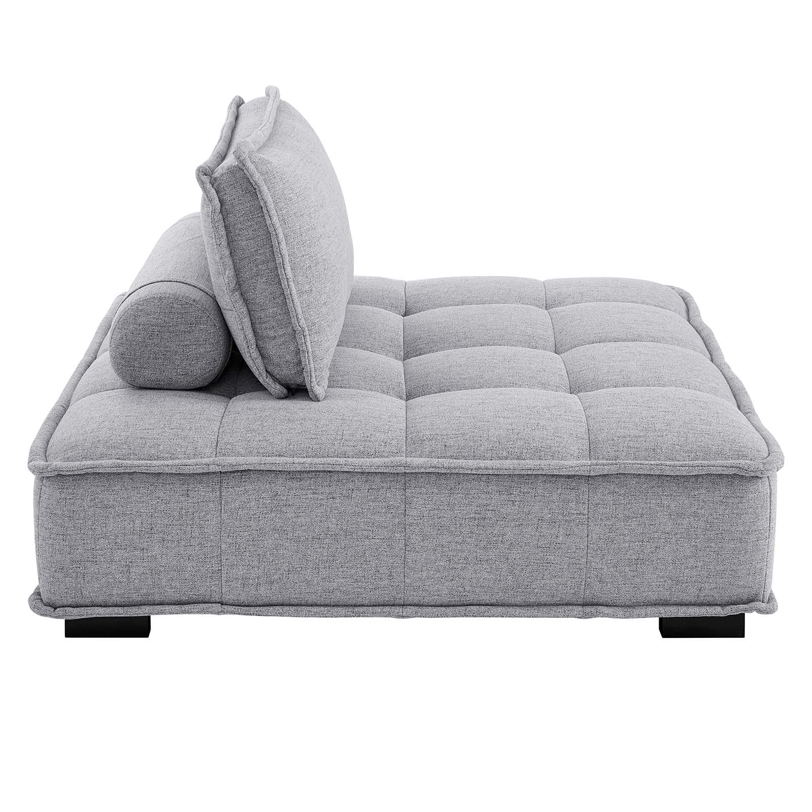 Modway Saunter Tufted Fabric Armless Chair, Light Gray