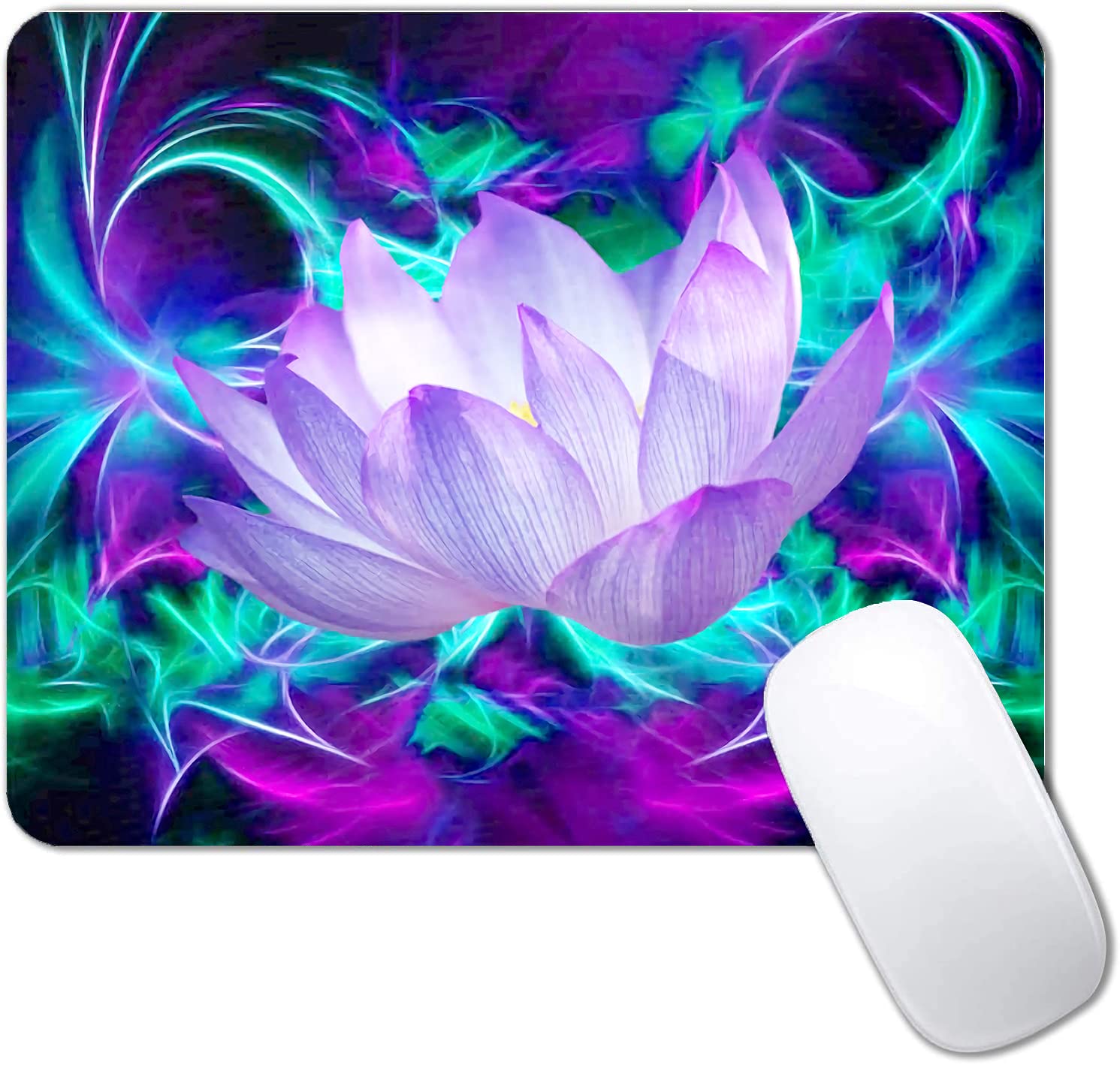 Lotus Mouse Pad Non-Slip Rubber Base Gaming Mousepads For Computers Laptop Office,Cute Mouse Pads With Designs For Women,9.5'X7