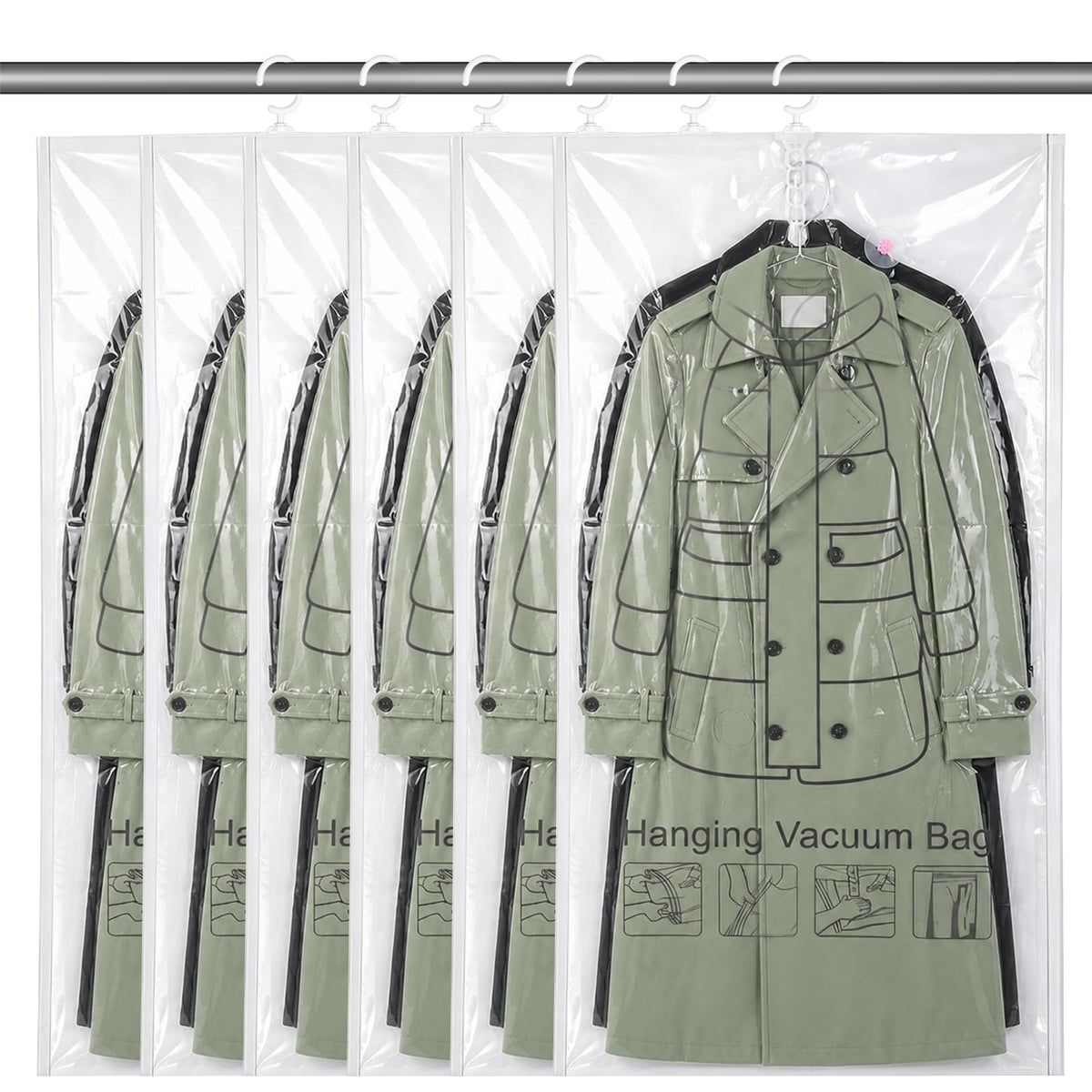 KongTiva 6 Pcs 51.2 x27.5 Inch Jumbo Hanging Vacuum Seal Bags for Clothing