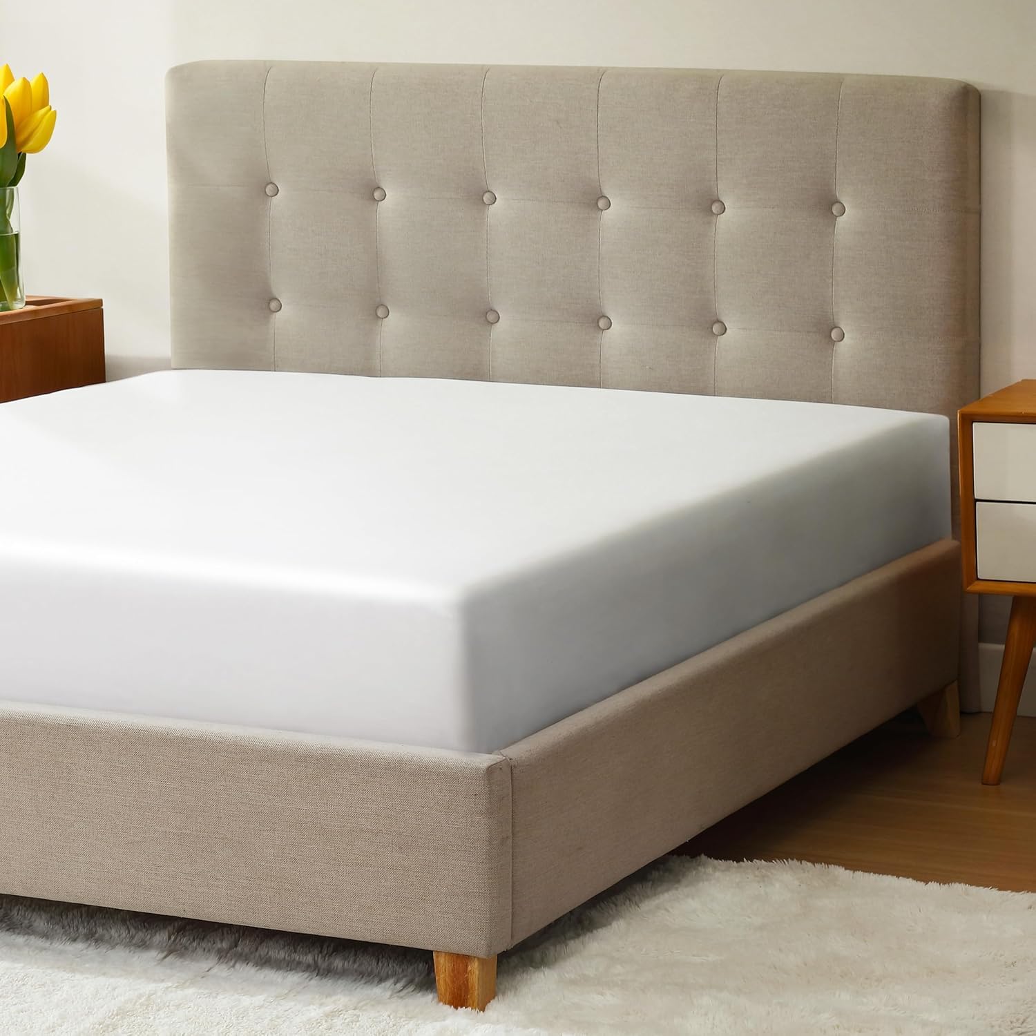 Micropuff Twin Fitted Sheet With Anti-Slip Anchors For Snug Fit - Soft And Comfortable Fabric - Easy To Wash And Fade Resistant