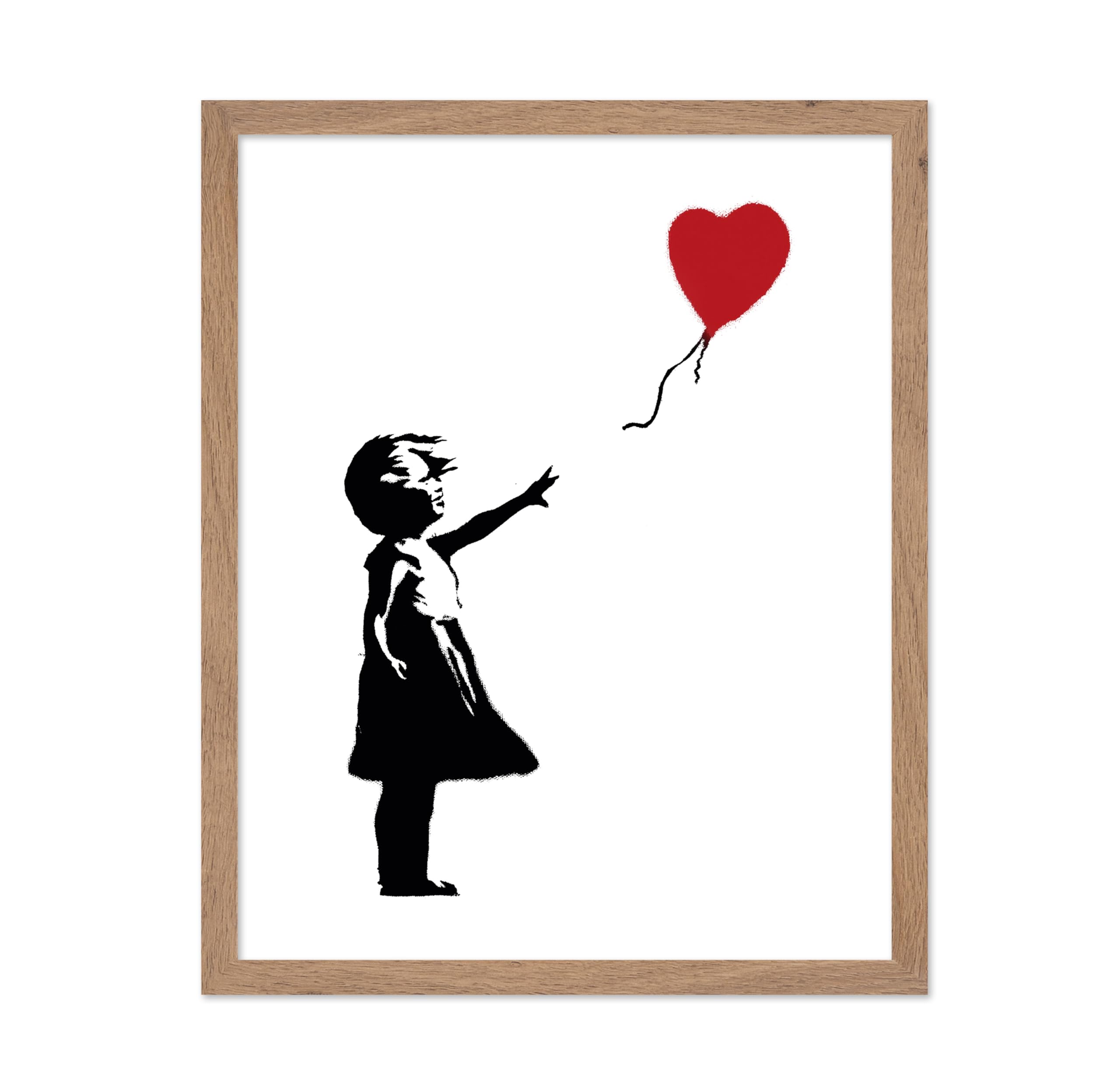 Poster Master Vintage Children Poster - Retro Minimalist Print - Gift for Artist, Friend - Girl with Balloon, Red Heart Shape Fl