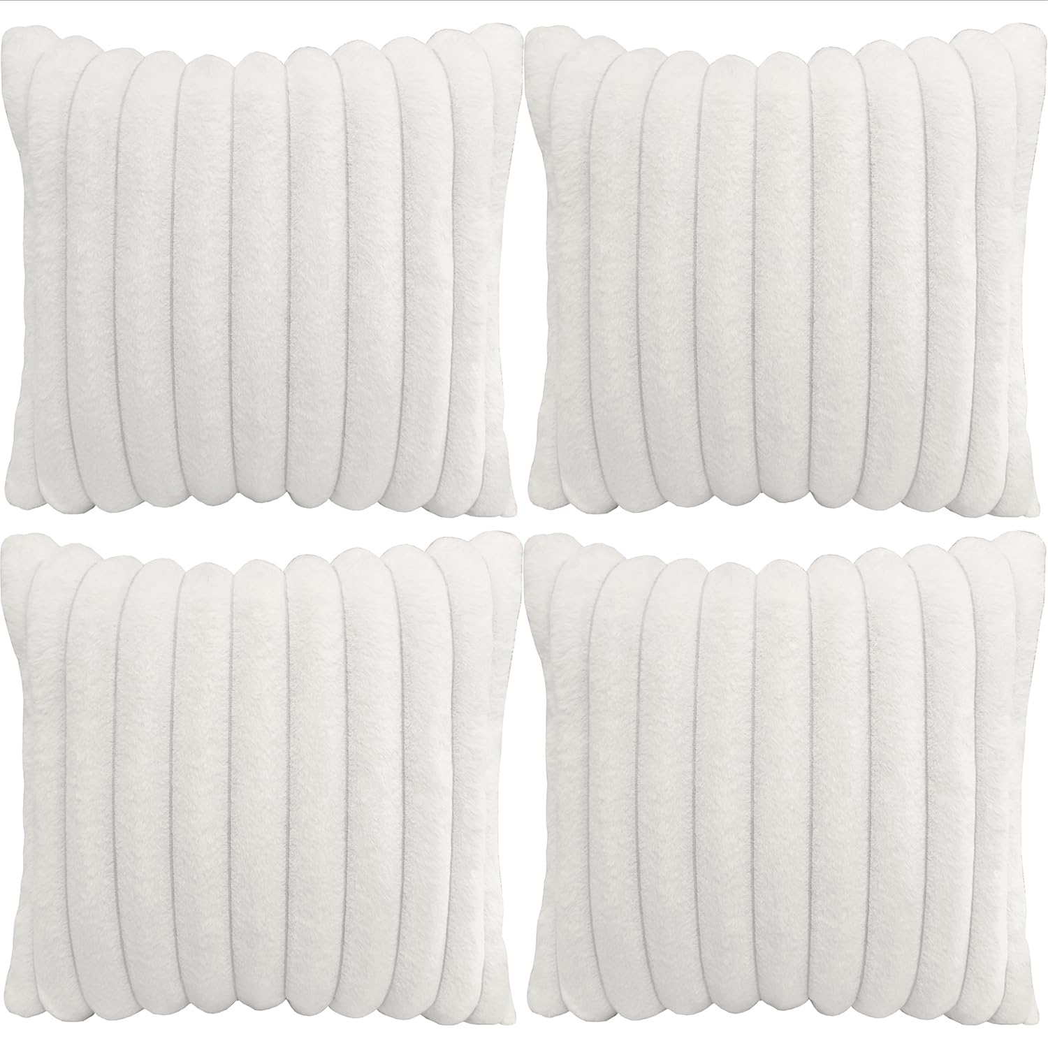 Bunliuys 4 Pack 18X18 Pillow Cover Velvet Pillow Covers, Faux Fur Square Throw Pillow Covers For Living Room Decorations Throw P