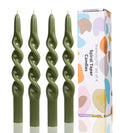 LPUSA Olive Spiral Taper Candle Tapered Candlesticks,Twisted Taper Candles for Table Decor Housewarming Gift Idea-10inch,4pcs(Ol