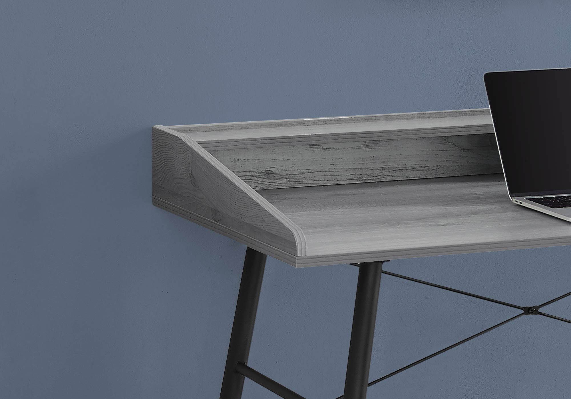 Monarch Specialties I 7541 Computer Desk, Home Office, Laptop, Storage Shelves, 48' L, Work, Metal, Laminate, Grey, Black, Contemporary, Modern