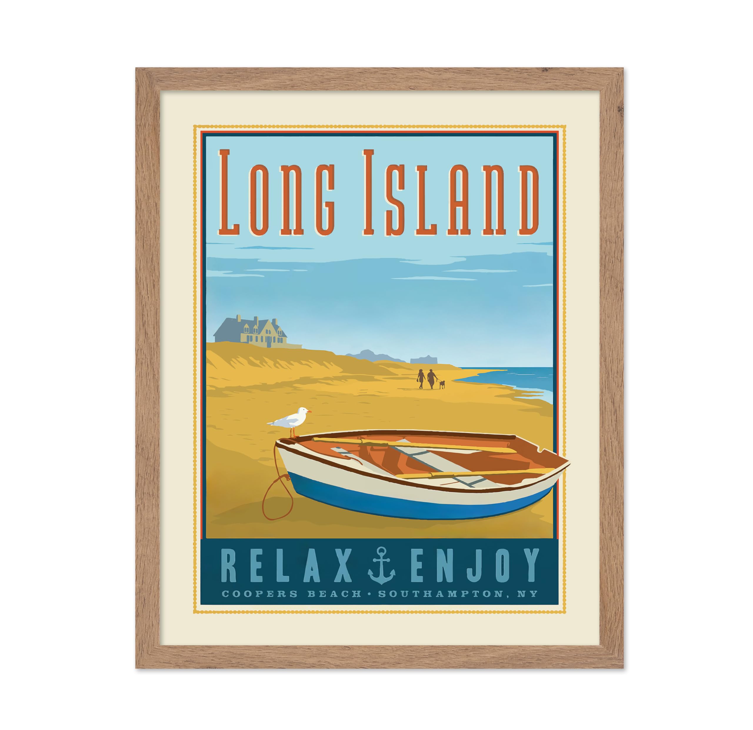 Poster Master Travel Poster - Vintage Long Island New York USA Print - Unique Wall Decor for Home, Living Room, Kitchen, Office,