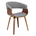 LumiSource Vintage Mod Mid-Century Modern Dining/Accent Chair Fabric (Walnut Wood, Light Grey Fabric)