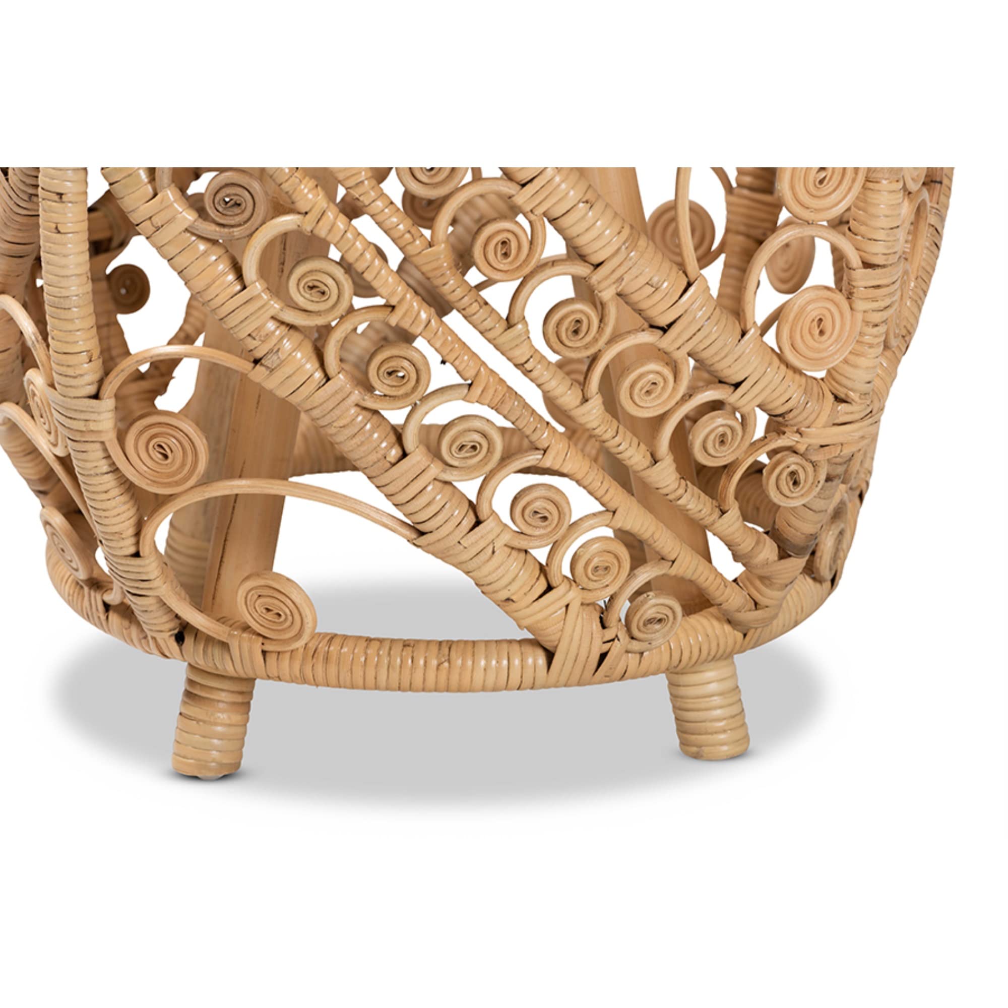 Baxton Studio Saranna Modern Bohemian Natural Brown Finished Rattan End Table