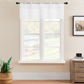 Mrtrees Sheer Valance Curtain, 2 Panels Christmas Sheer Curtains Valances Rod Pocket, Voile Leaves Embroidered Topper Curtains F