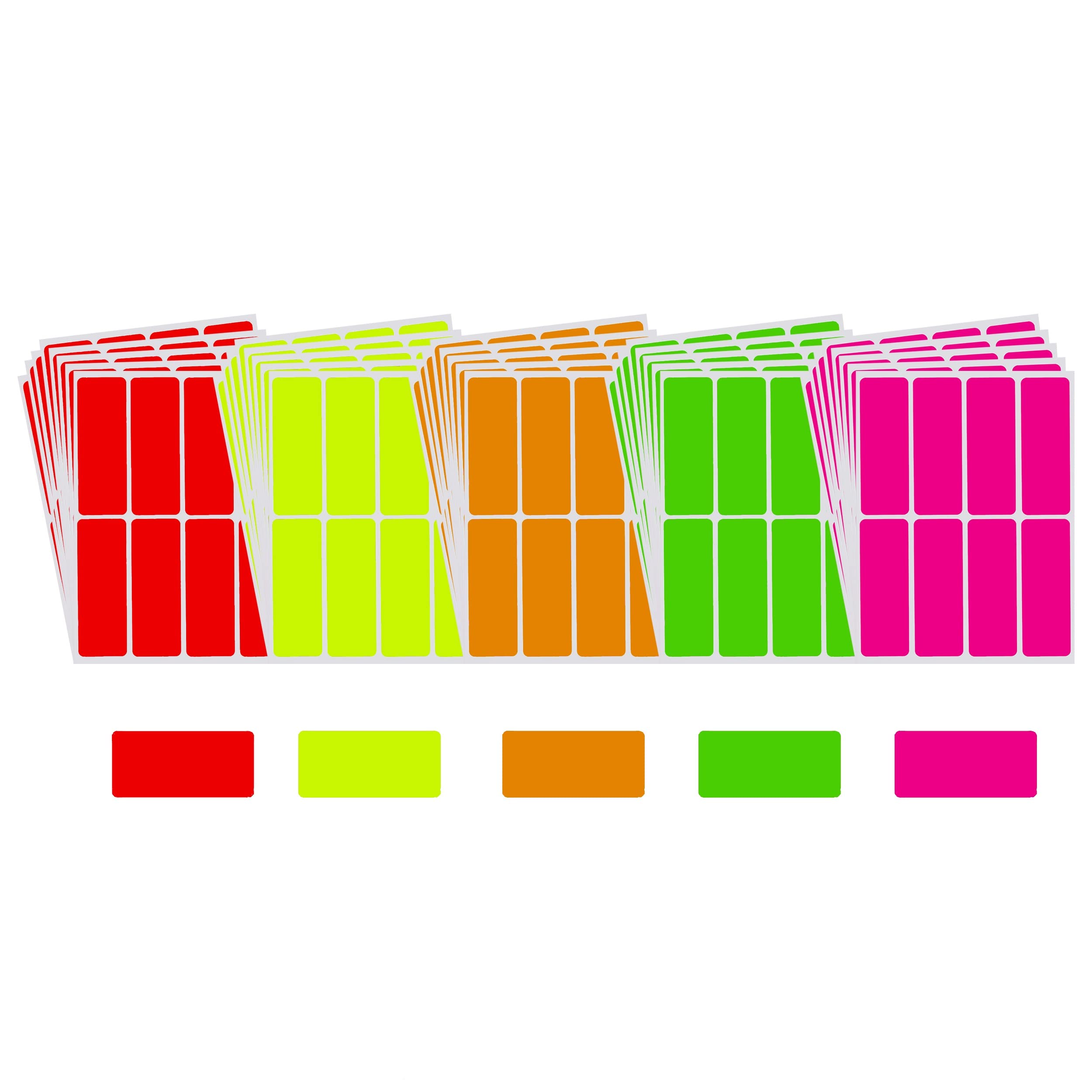 Royal Green Color Coding Labels Neon 3 Inch X 1 Inch Rectangular Stickers In Bright Colors/Yellow/Pink/Orange/Green/Red - 160 Pa