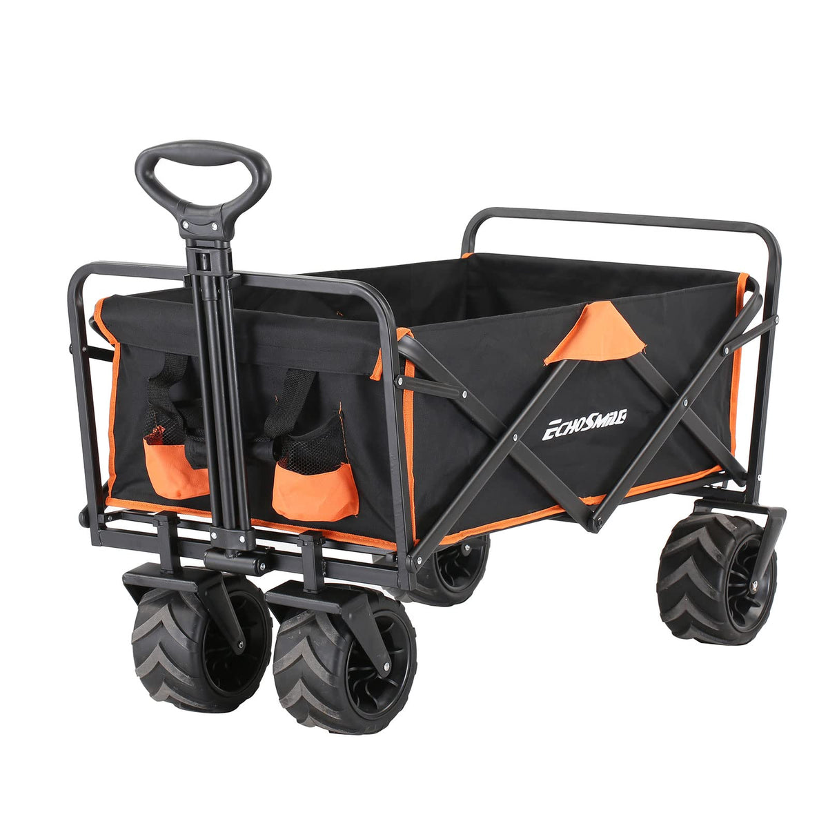 Echosmile Heavy Duty 350 Lbs Capacity Collapsible Wagon, Outdoor Folding Camping Grocery Portable Utility Cart, Adjustable Rolli