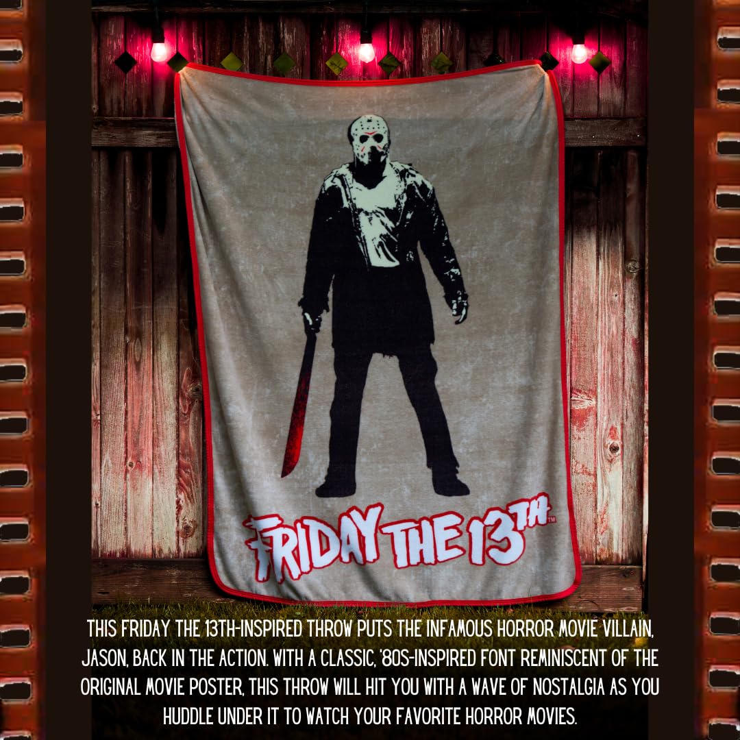 Franco Halloween Friday The 13Th Jason Horror Bedding Super Soft Micro Raschel Throw, 46 In X 60 In, (Official Licensed Product)