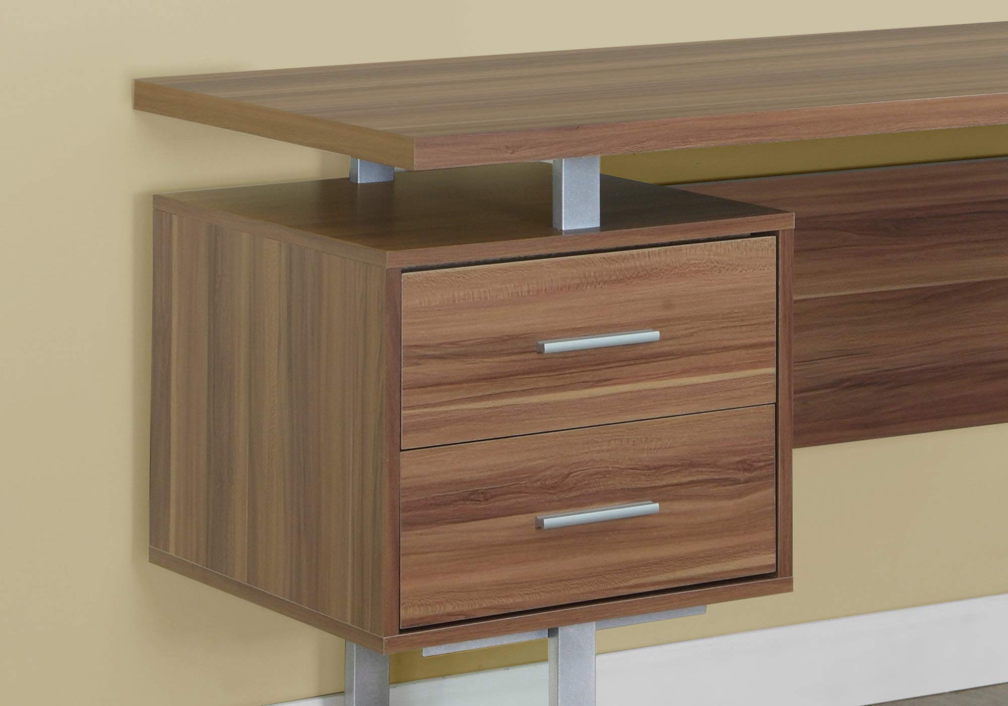 Monarch Specialties Walnut Hollow-Core/Silver Metal Office Desk, 60-Inch