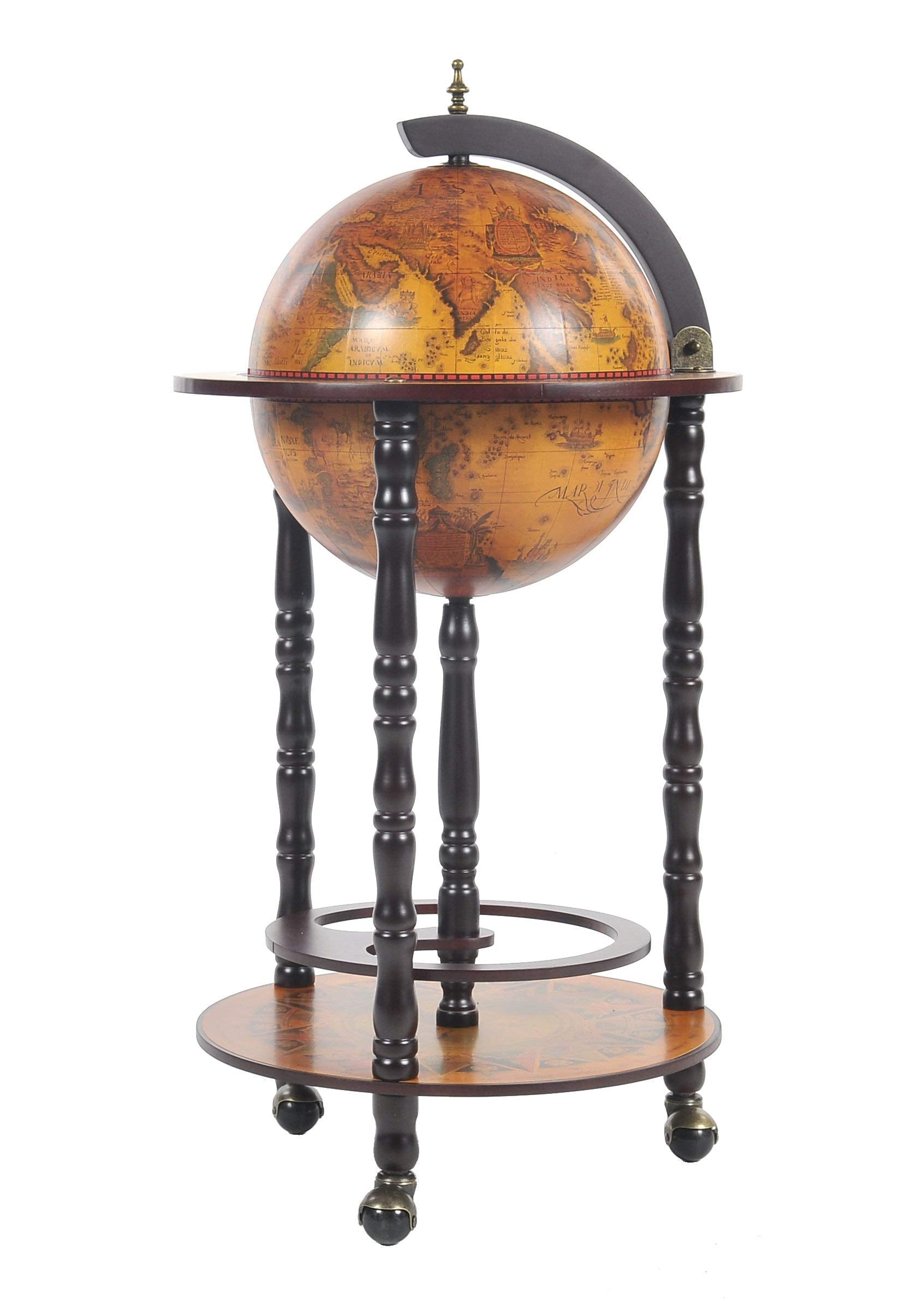 HomeRoots Decor 17-inch x 17-inch x 35-inch Globe Bar Table 330mm 4 Legs Stand - Red