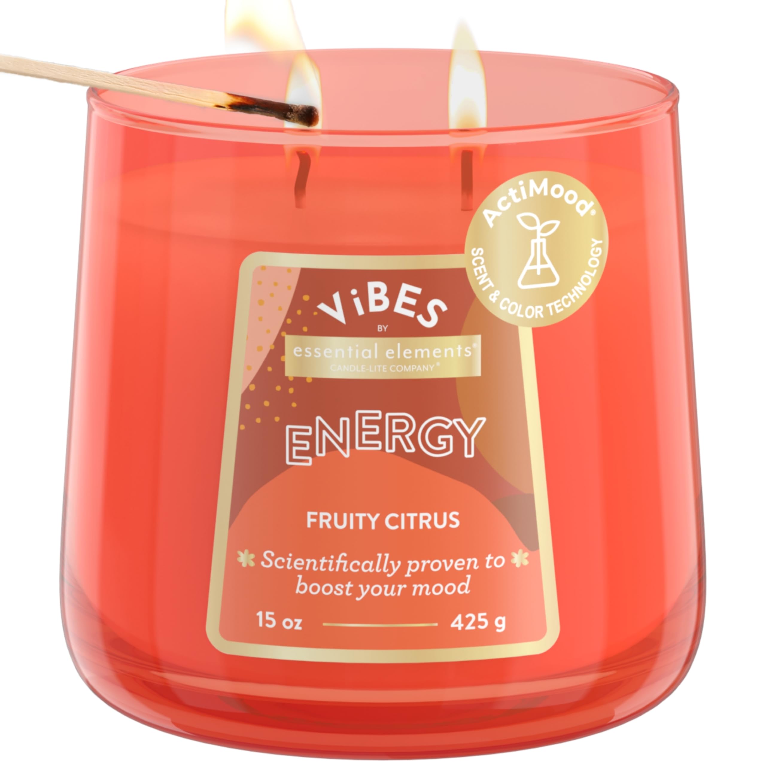 Candle-Lite Vibes Fruity Citrus Scented Candles, Perfect Relaxation Mothers Day Gifts for Mom, Aromatherapy Mood-Enhancing, 15 o