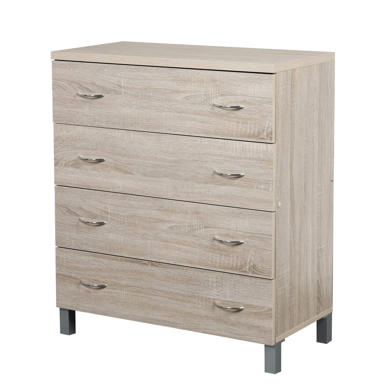 Os Home And Office Furniture Model Four Drawer Chest, Contemporary Crosshatched Sandy Birch Laminate