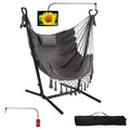Hammock With Stand Phone Holder Included Double Hanging Chair Macrame Boho Handmade Adjustable Swing Indoor Outdoor Patio Yard G