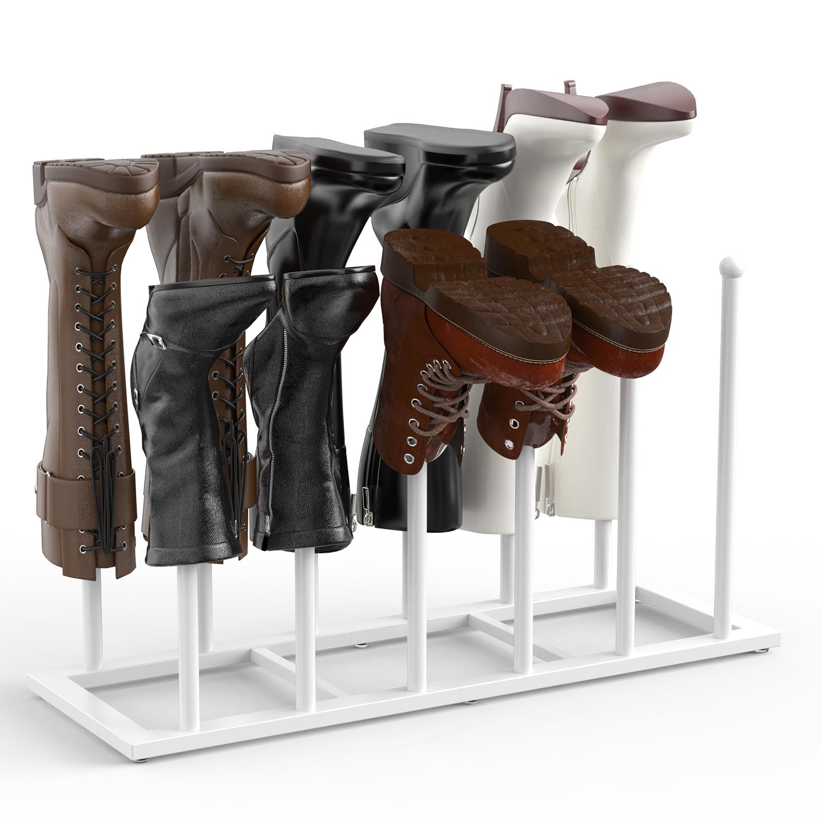 Boot Rack, 19.5 Inches Boot Rack Organizer Tall Boots, Stainless Steel Boot Storage Holder, Free Standing Boot Racks for 6 Pairs