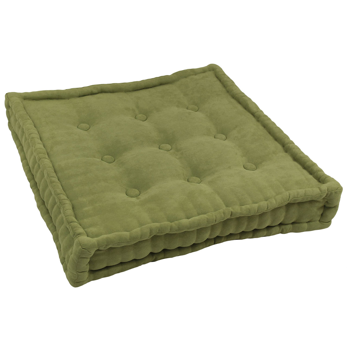 Blazing Needles Button-Tufted Microsuede Square Floor Pillow, 25&quot;, Sage
