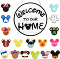 SUPYFD 19Pcs Cute Mouse Interchangeable Seasonal Welcome Door Sign for Front Door Decor, Welcome to Our Home Sign with Interchan
